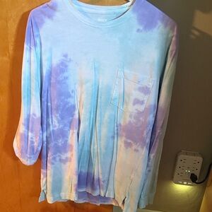 PINK Victoria's Secret Tie-Dye Long Sleeve Tee - Blue and Purple